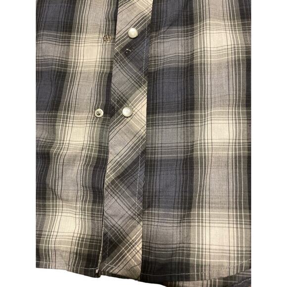 Outlaw Western Wear Shirt Pearl Snap Gray Plaid - Picture 3 of 6